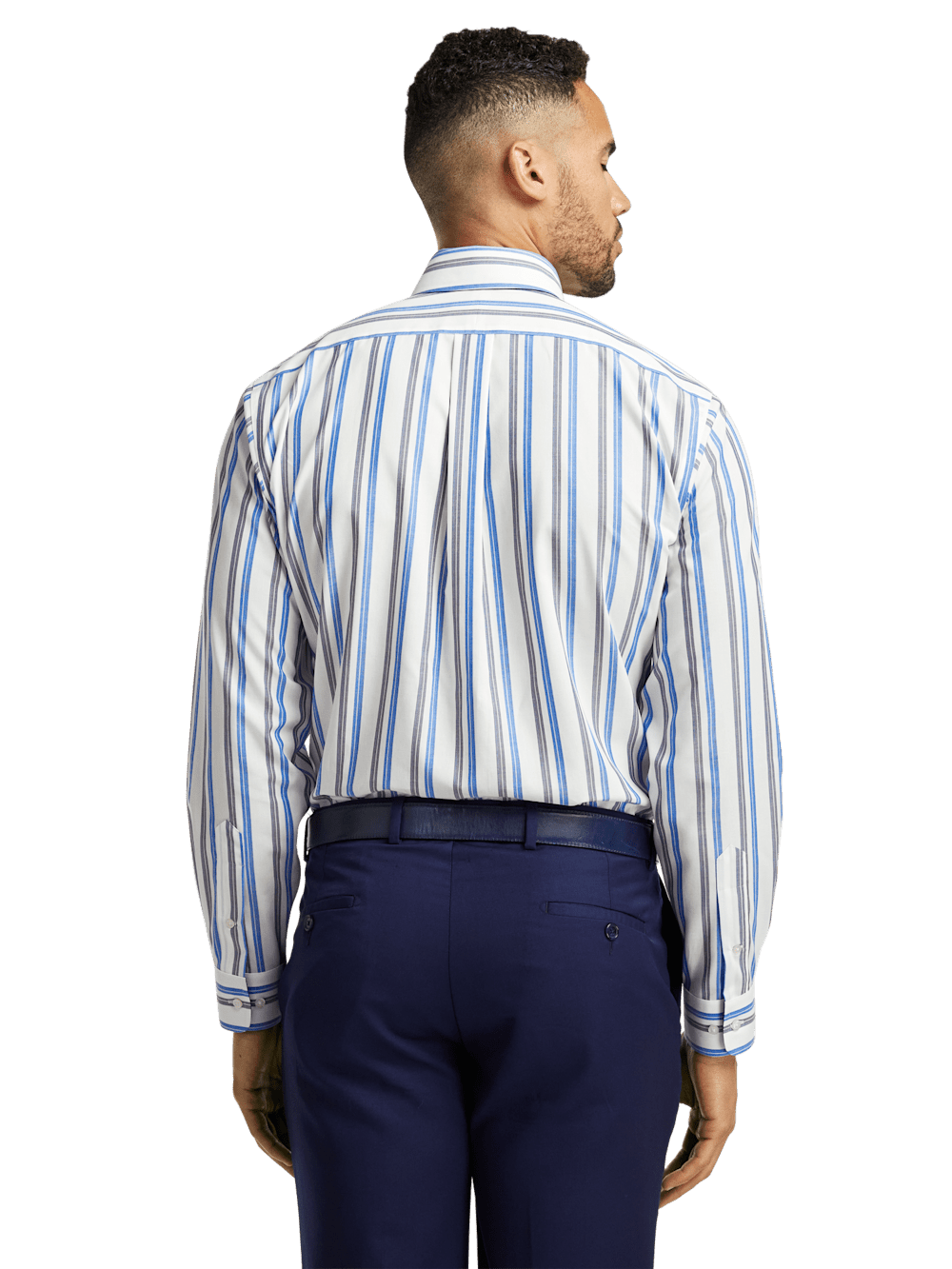 Alternate Image of Non-iron Cotton Stripe Dress Shirt With Contrast Trim-4