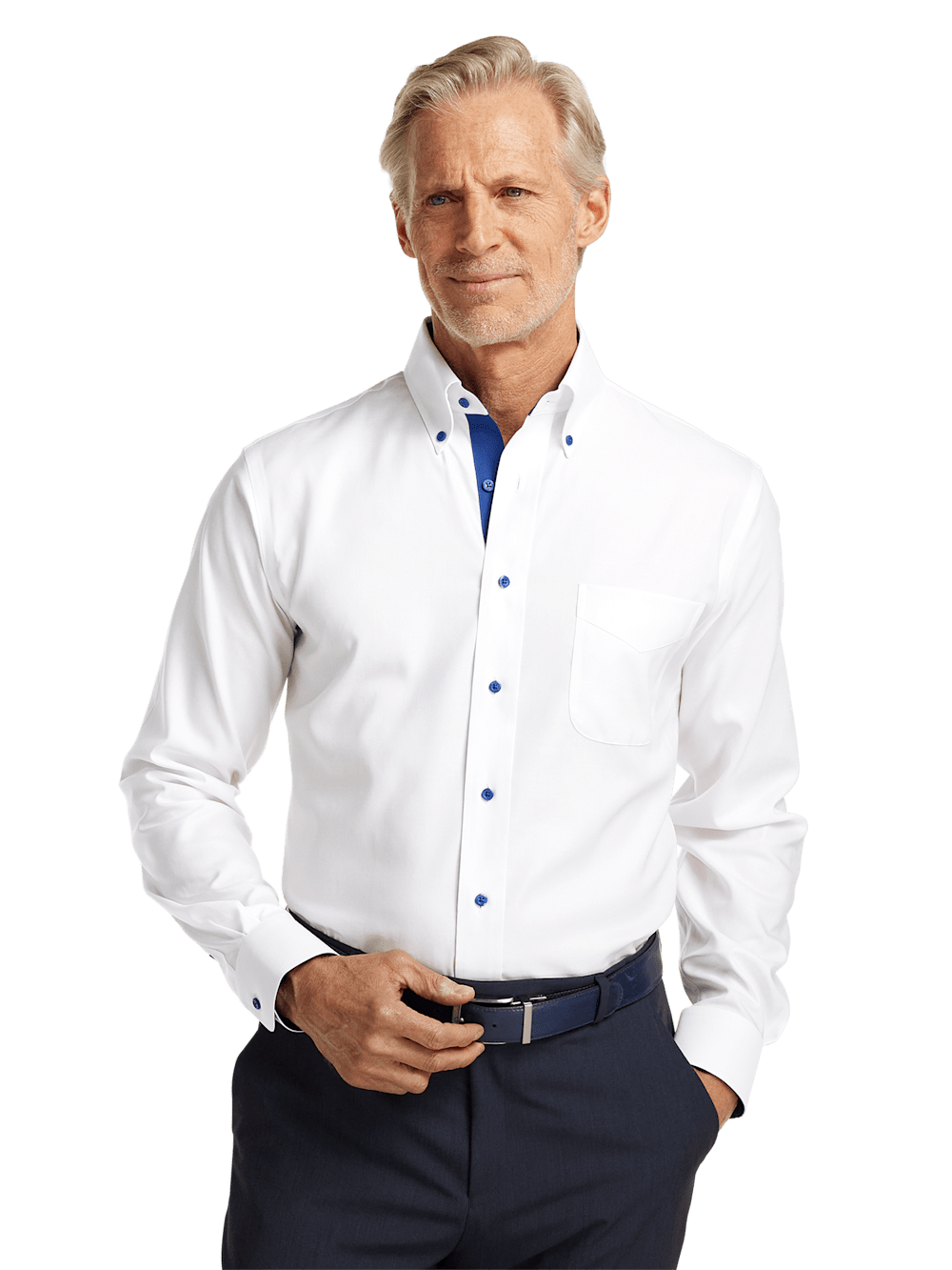 Alternate Image of Comfort Stretch Non-iron Solid Dress Shirt With Contrast Trim-1