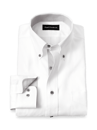 Comfort Stretch Non-Iron Solid Dress Shirt With Contrast Trim - White/grey