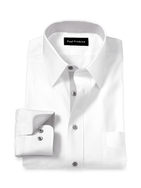 Comfort Stretch Non-Iron Solid Dress Shirt With Contrast Trim - White/grey