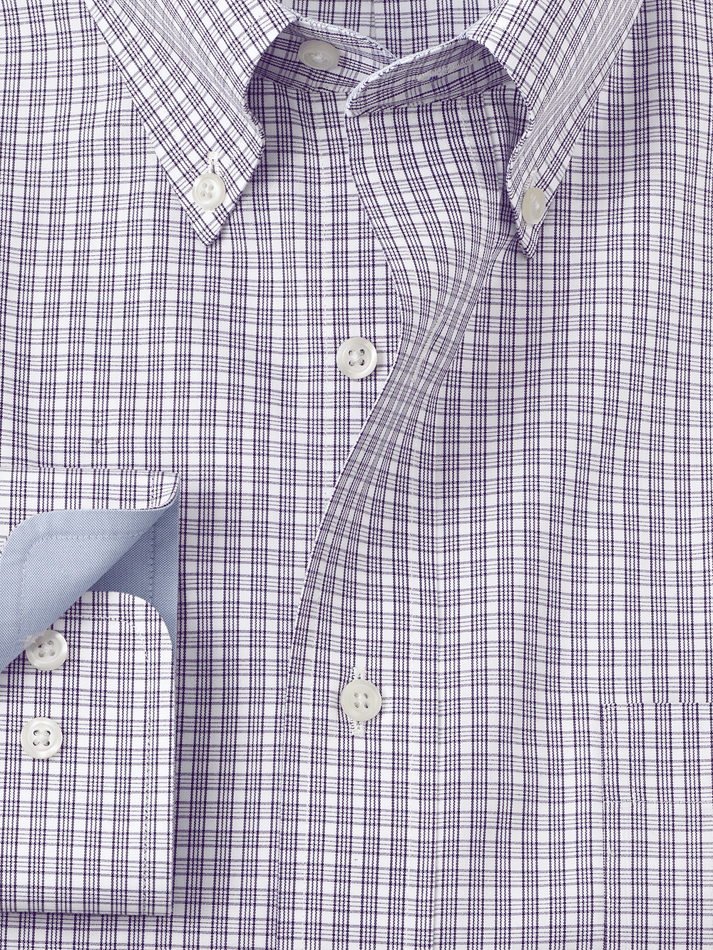 Alternate Image of Non-iron Cotton Plaid Dress Shirt With Contrast Trim-1