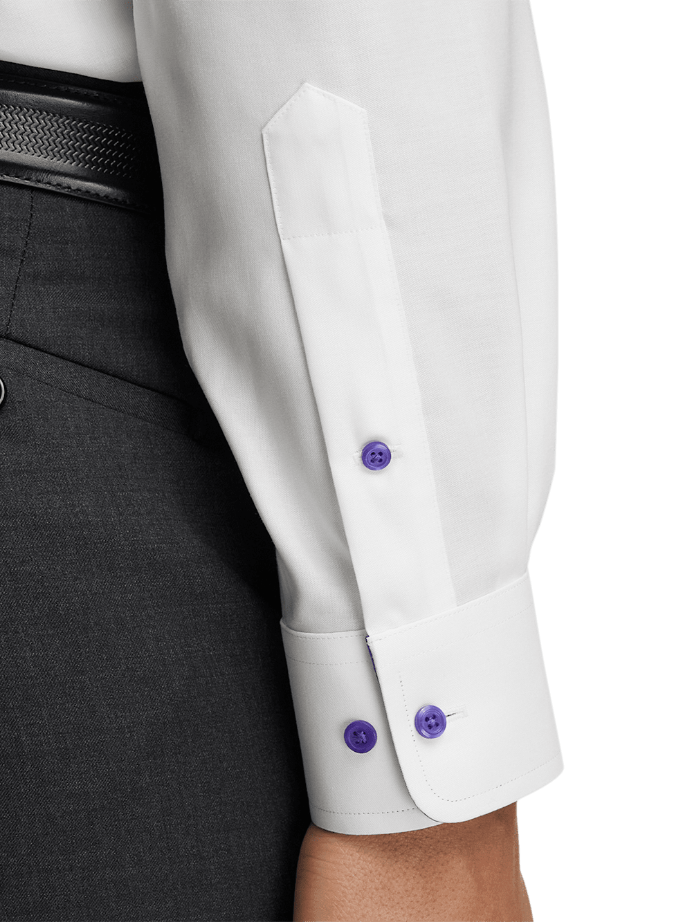 Alternate Image of Comfort Stretch Non-iron Solid Dress Shirt With Contrast Trim-3