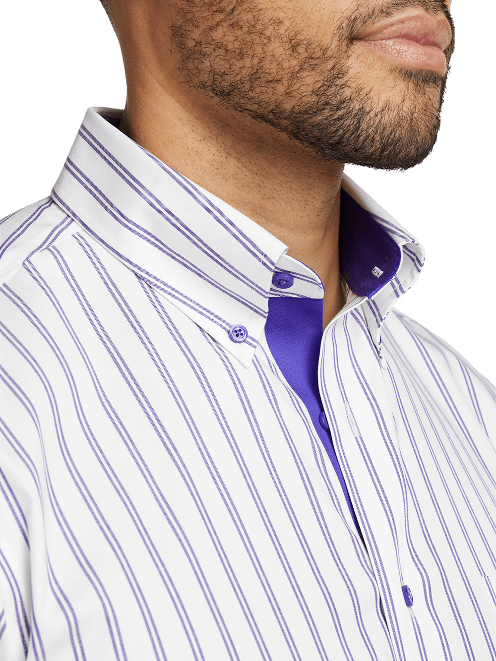 Alternate Image of Comfort Stretch Non-iron Stripe Dress Shirt With Contrast Trim-2