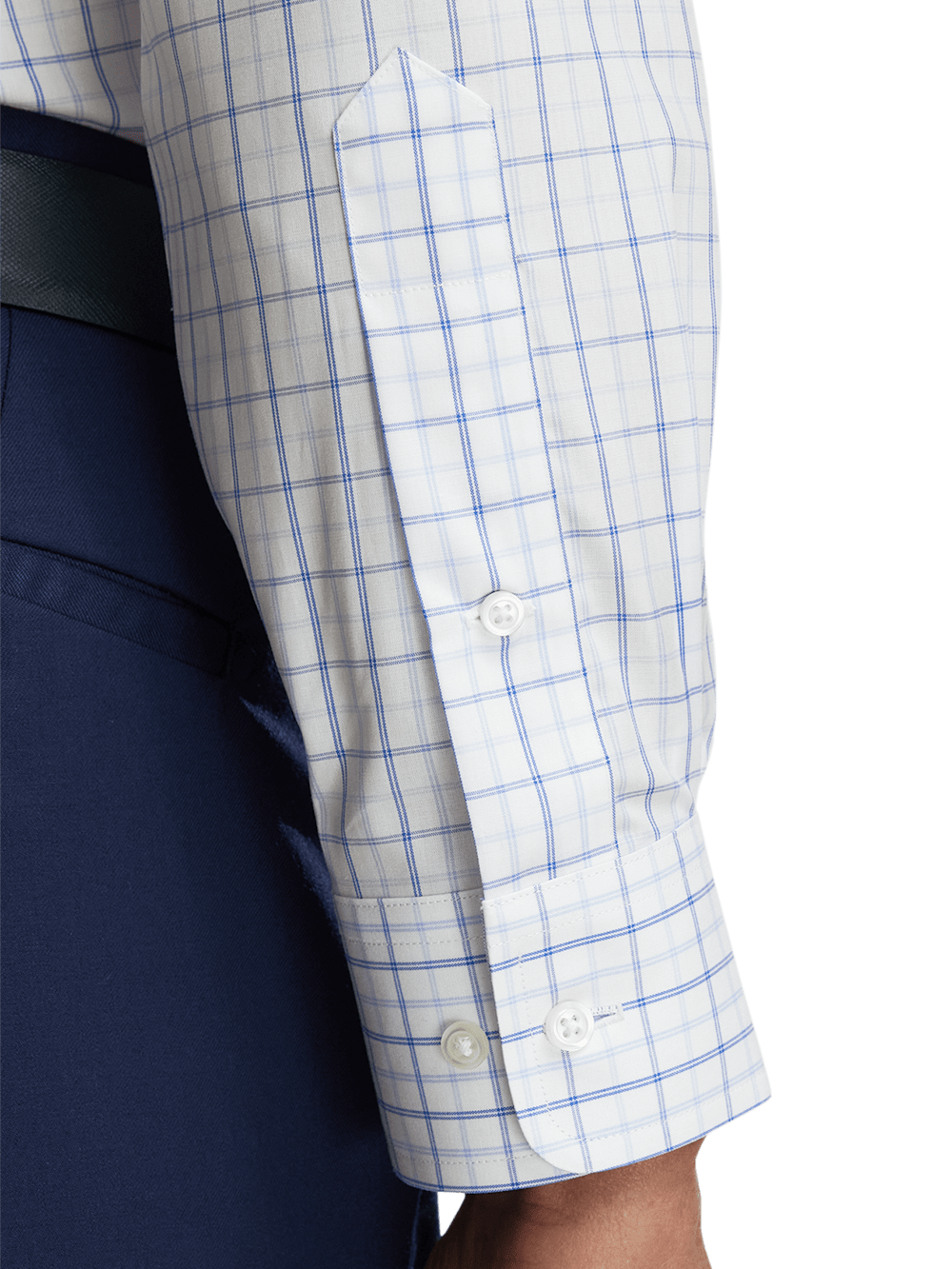 Alternate Image of Non-iron Cotton Windowpane Dress Shirt With Contrast Trim-3