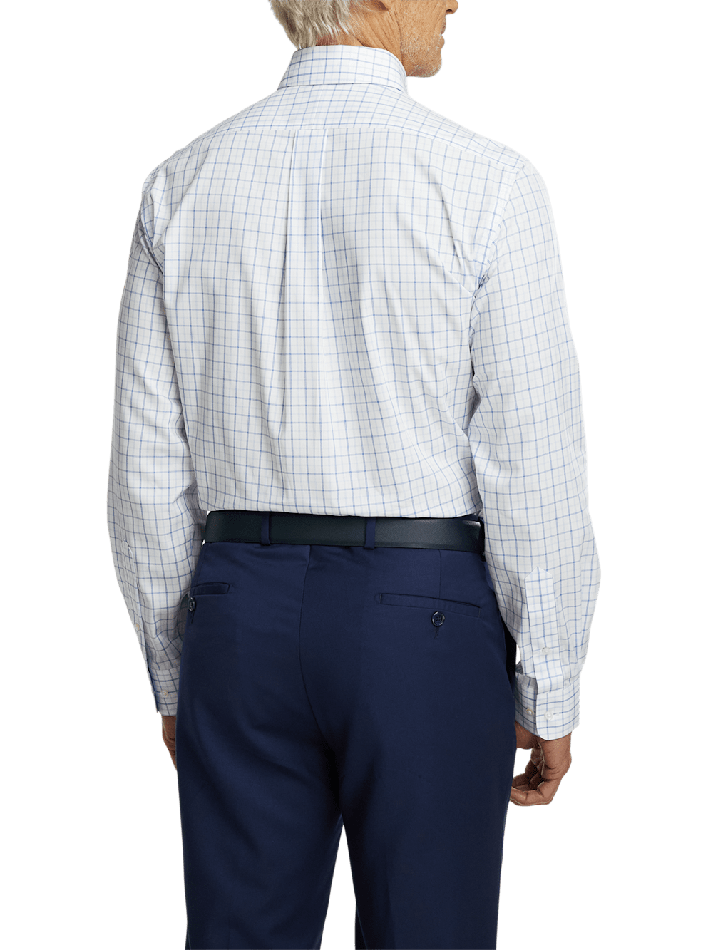 Alternate Image of Non-iron Cotton Windowpane Dress Shirt With Contrast Trim-4