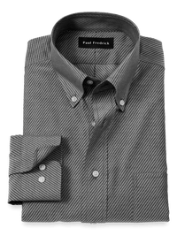 Non-Iron Cotton Diagonal Stripe Dress Shirt - Black