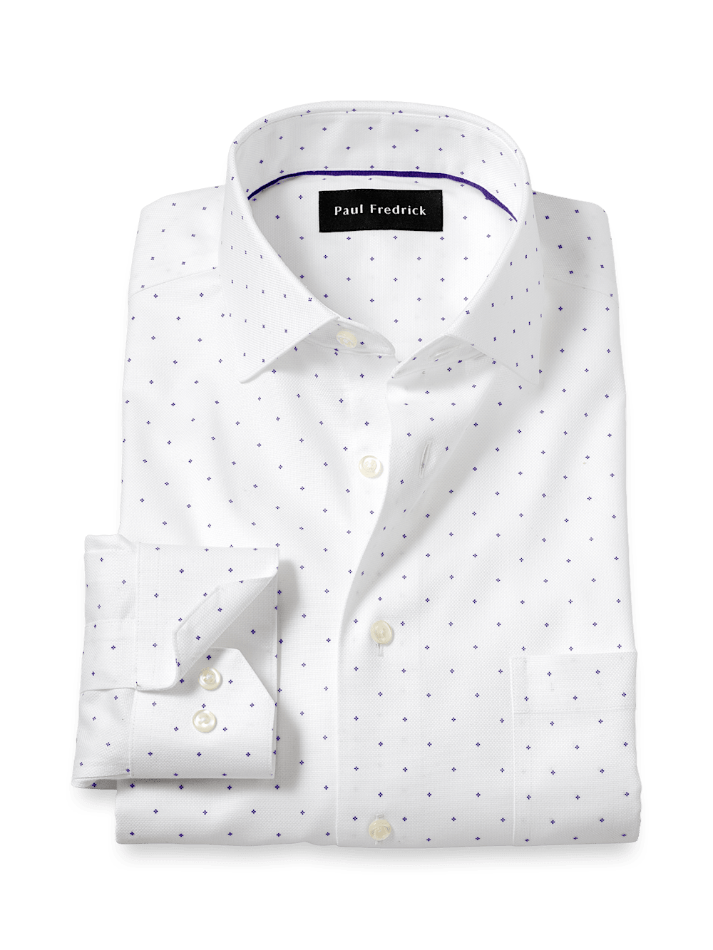 Product Image of Comfort Stretch Non-iron Geometric Dress Shirt-White/Purple