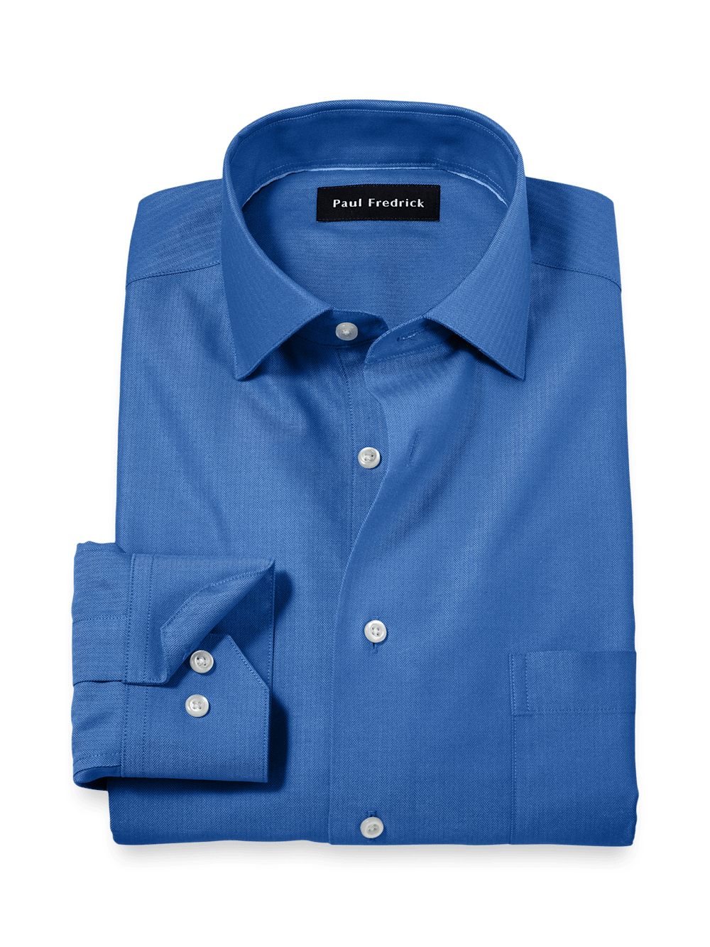 Product Image of Comfort Stretch Non-iron Herringbone Dress Shirt-Cobalt