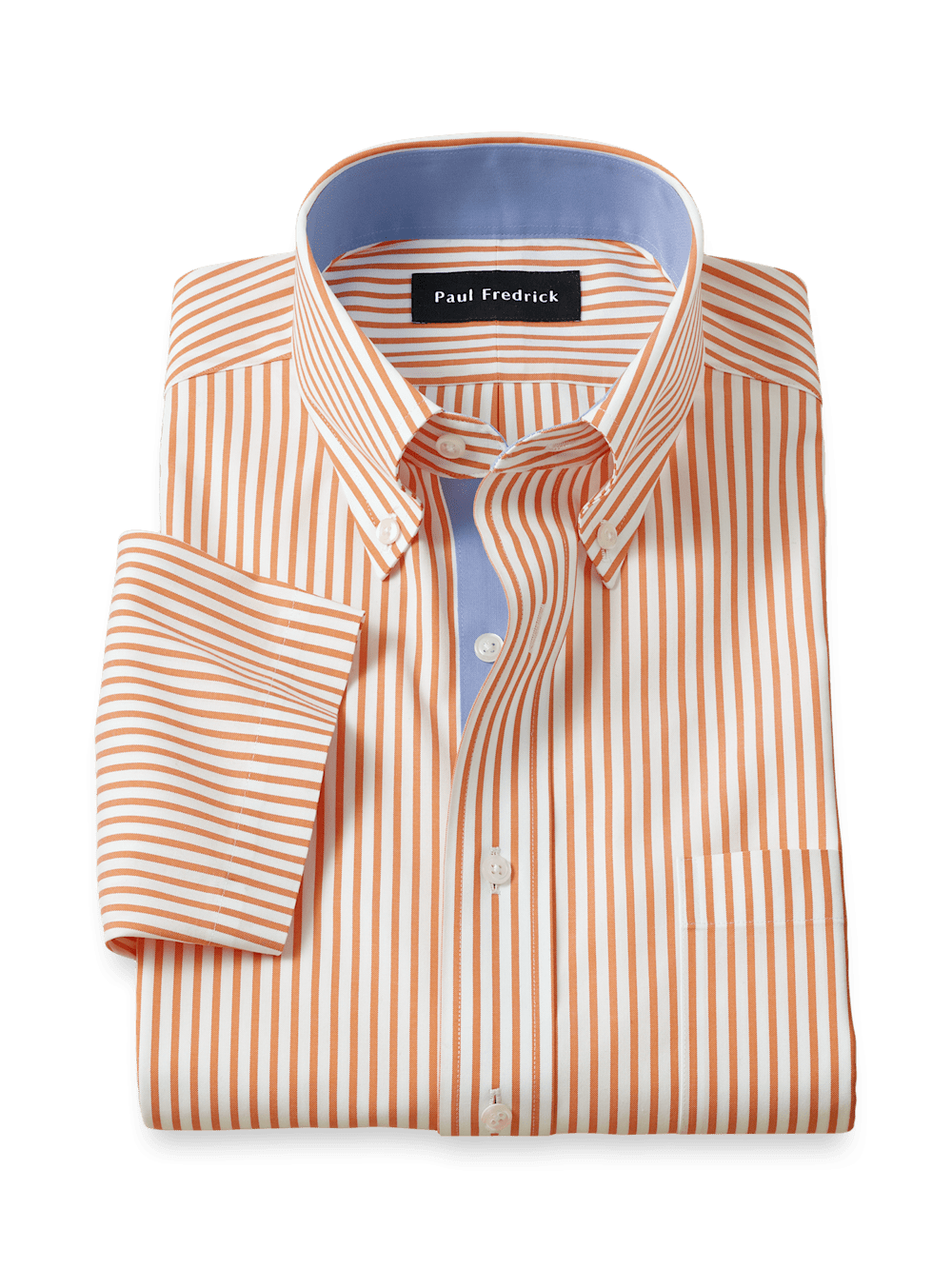 Product Image of Comfort Stretch Non-iron Stripe Dress Shirt With Contrast Trim-Melon