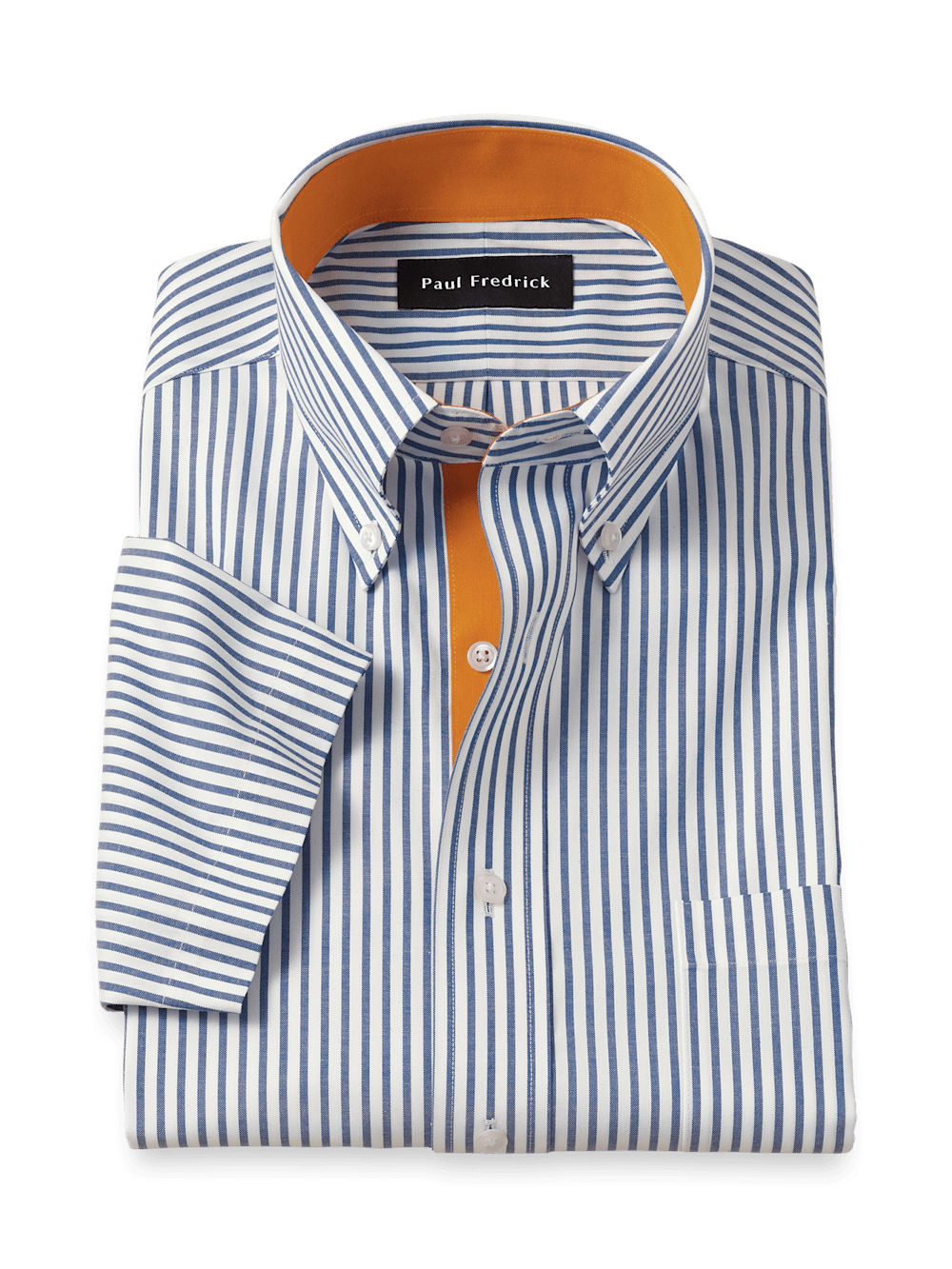 Product Image of Comfort Stretch Non-iron Stripe Dress Shirt With Contrast Trim-Blue