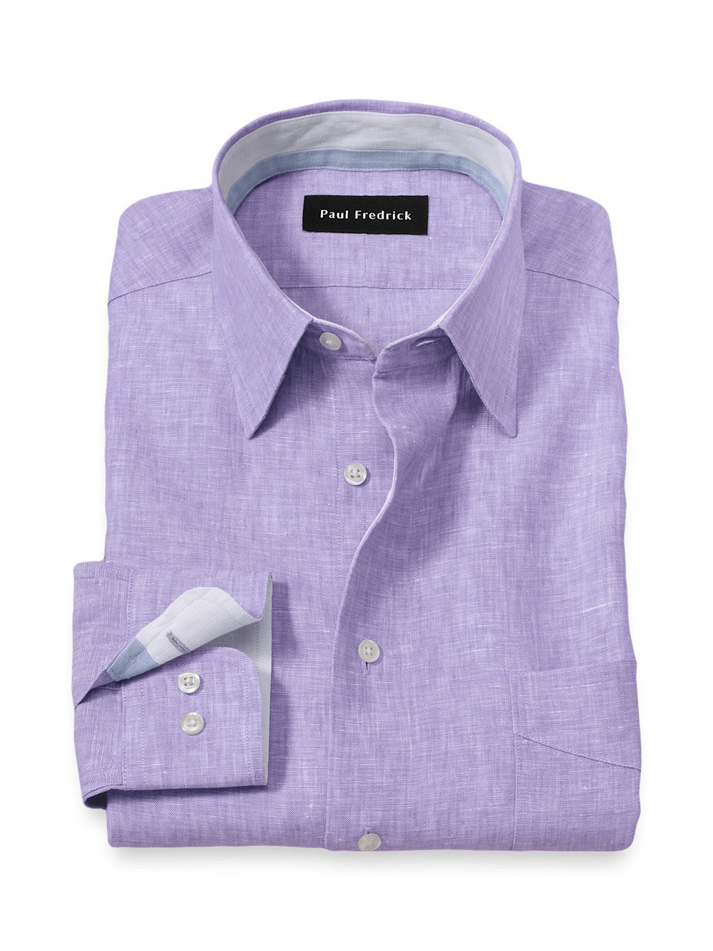 Product Image of Non-iron Linen Solid Dress Shirt With Contrast Trim-Lavender