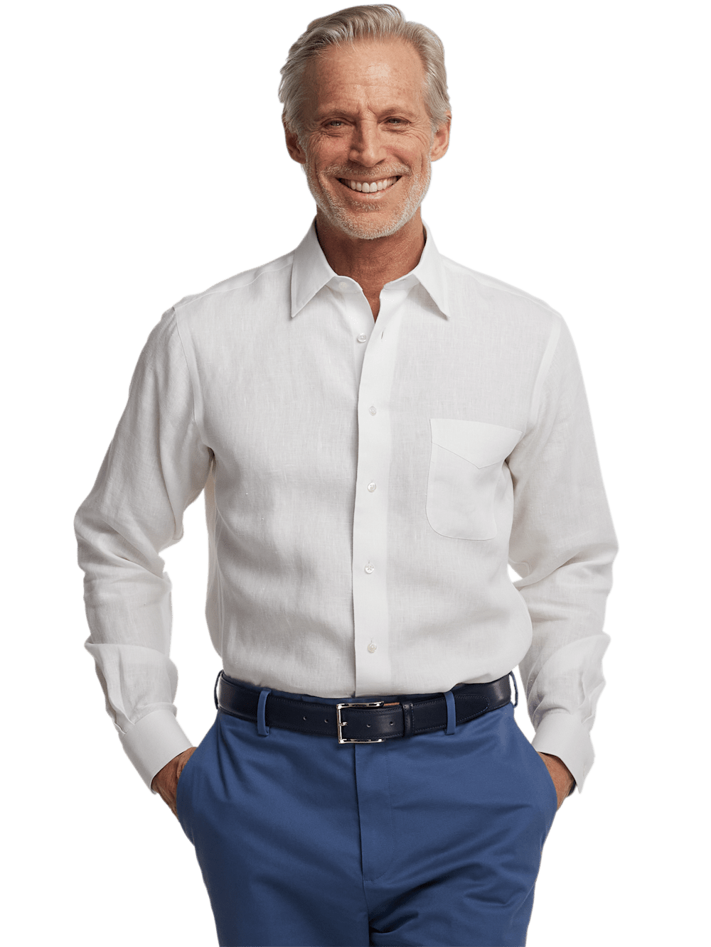 Alternate Image of Non-iron Linen Solid Dress Shirt With Contrast Trim-1