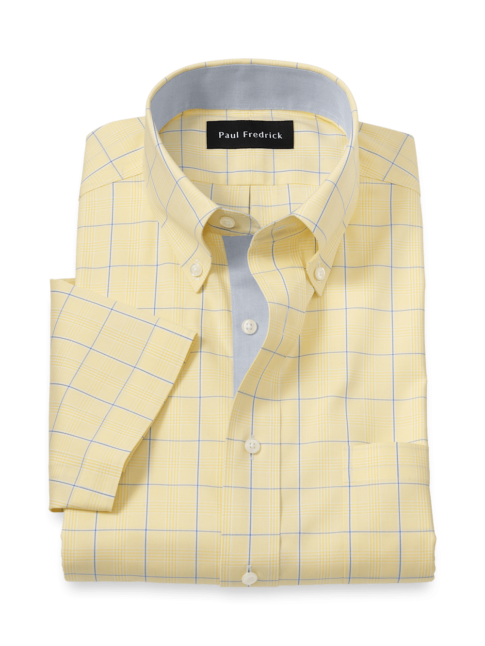 Product Image of Comfort Stretch Non-iron Check Dress Shirt With Contrast Trim-Yellow