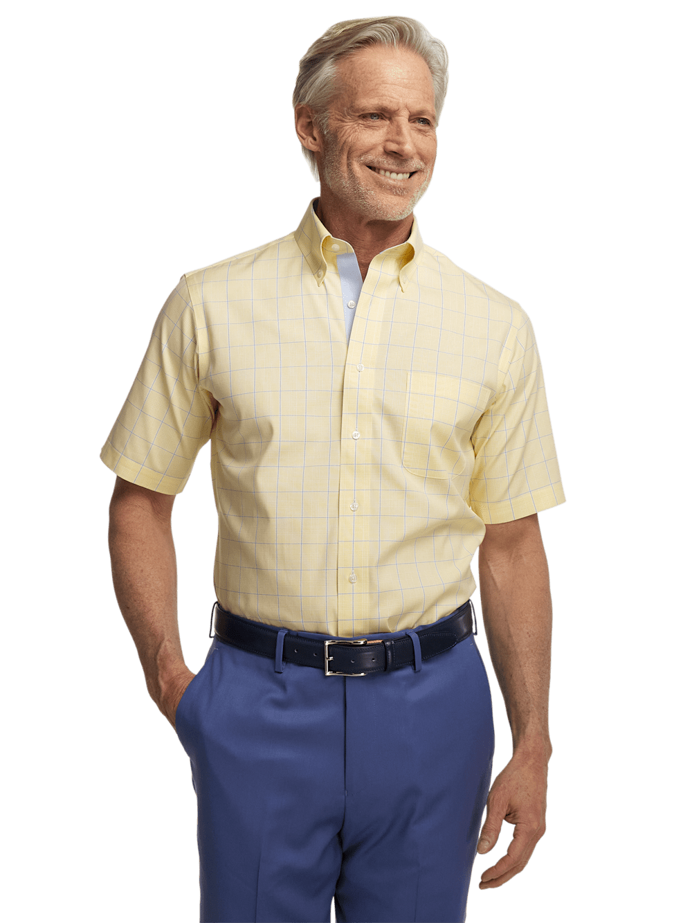 Alternate Image of Comfort Stretch Non-iron Check Dress Shirt With Contrast Trim-1
