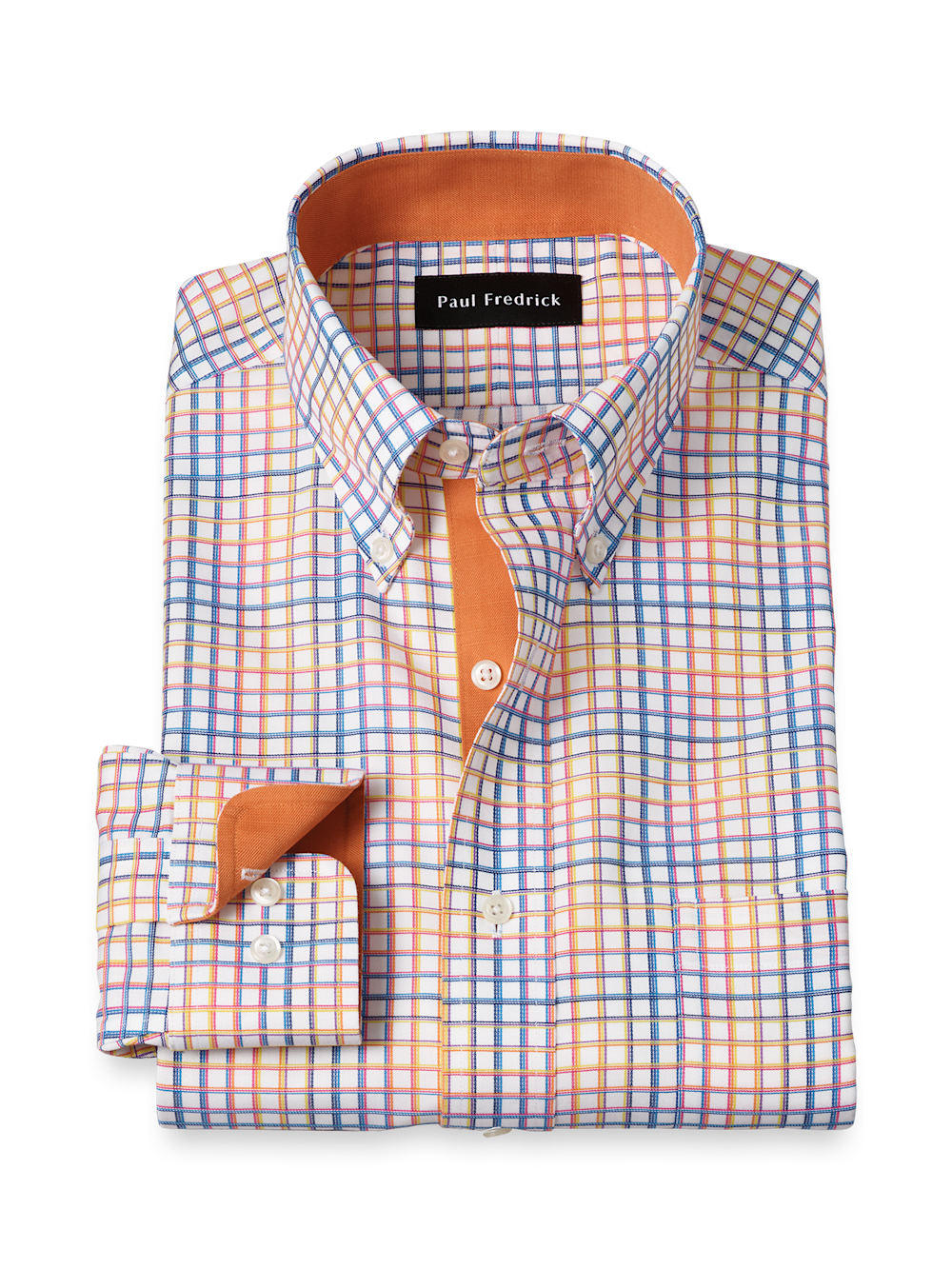 Product Image of Comfort Stretch Non-iron Check Dress Shirt With Contrast Trim-Multi