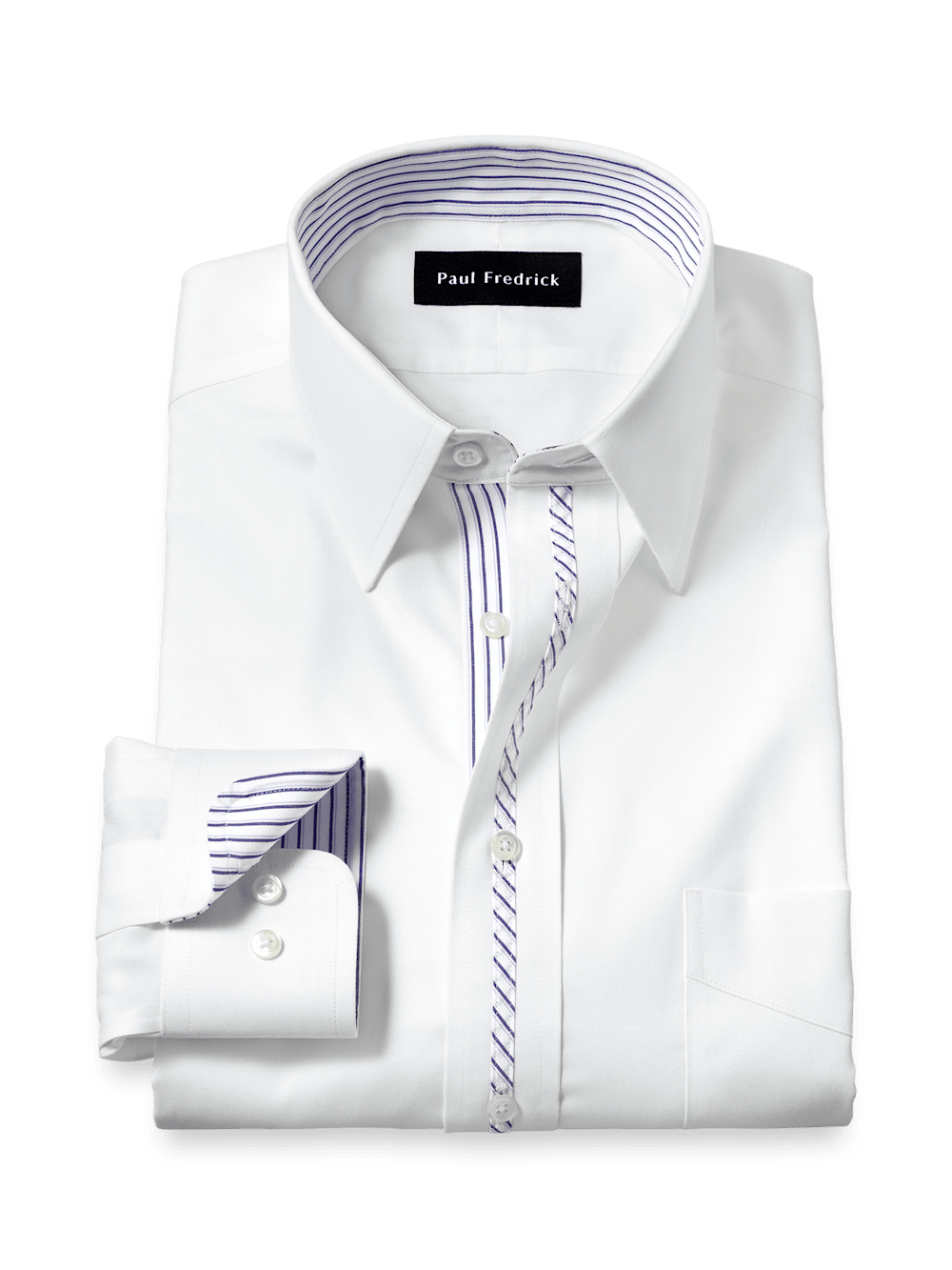 Product Image of Comfort Stretch Non-iron Solid Dress Shirt With Contrast Trim-White