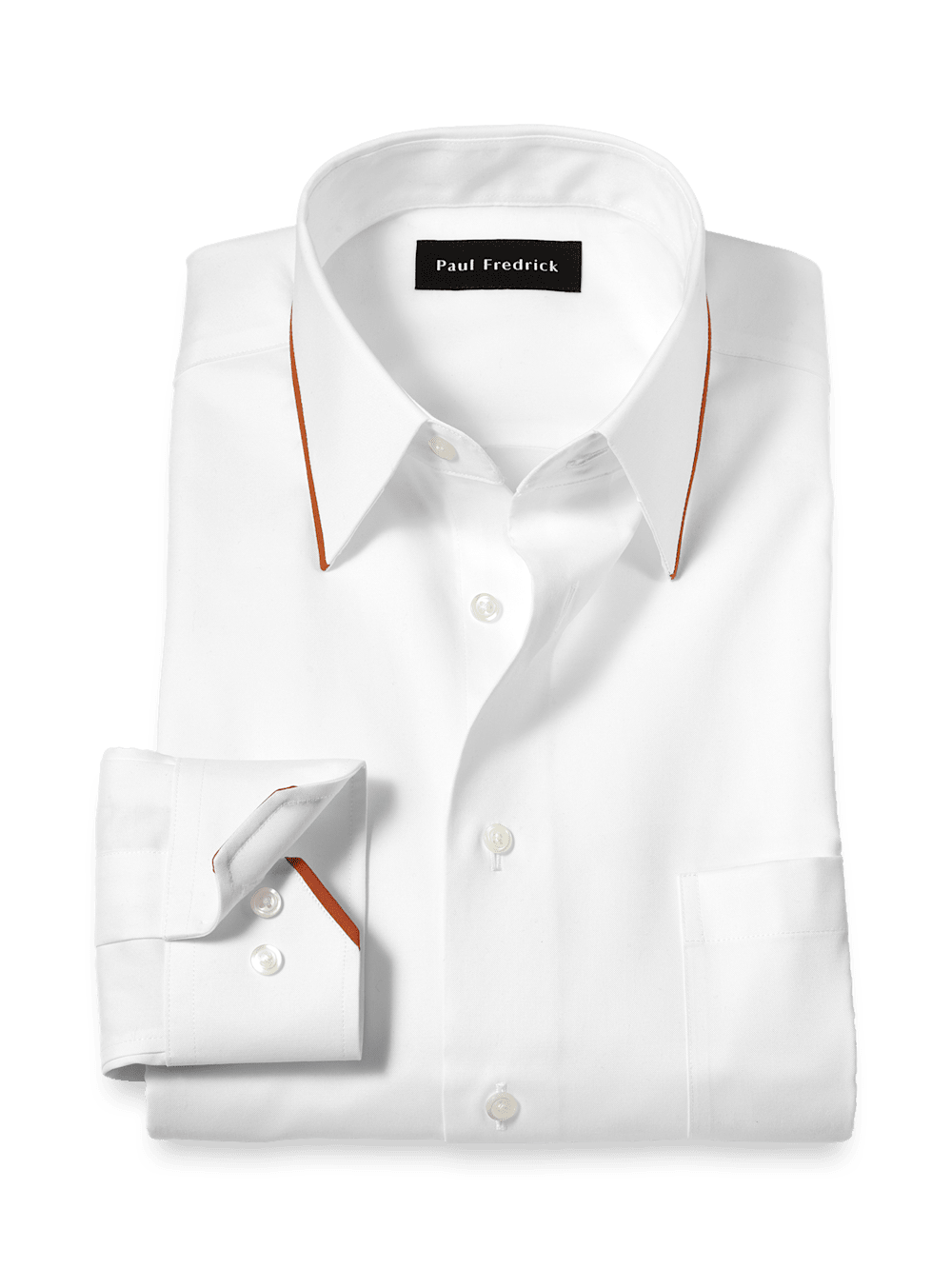 Product Image of Comfort Stretch Non-iron Solid Dress Shirt With Contrast Trim-White