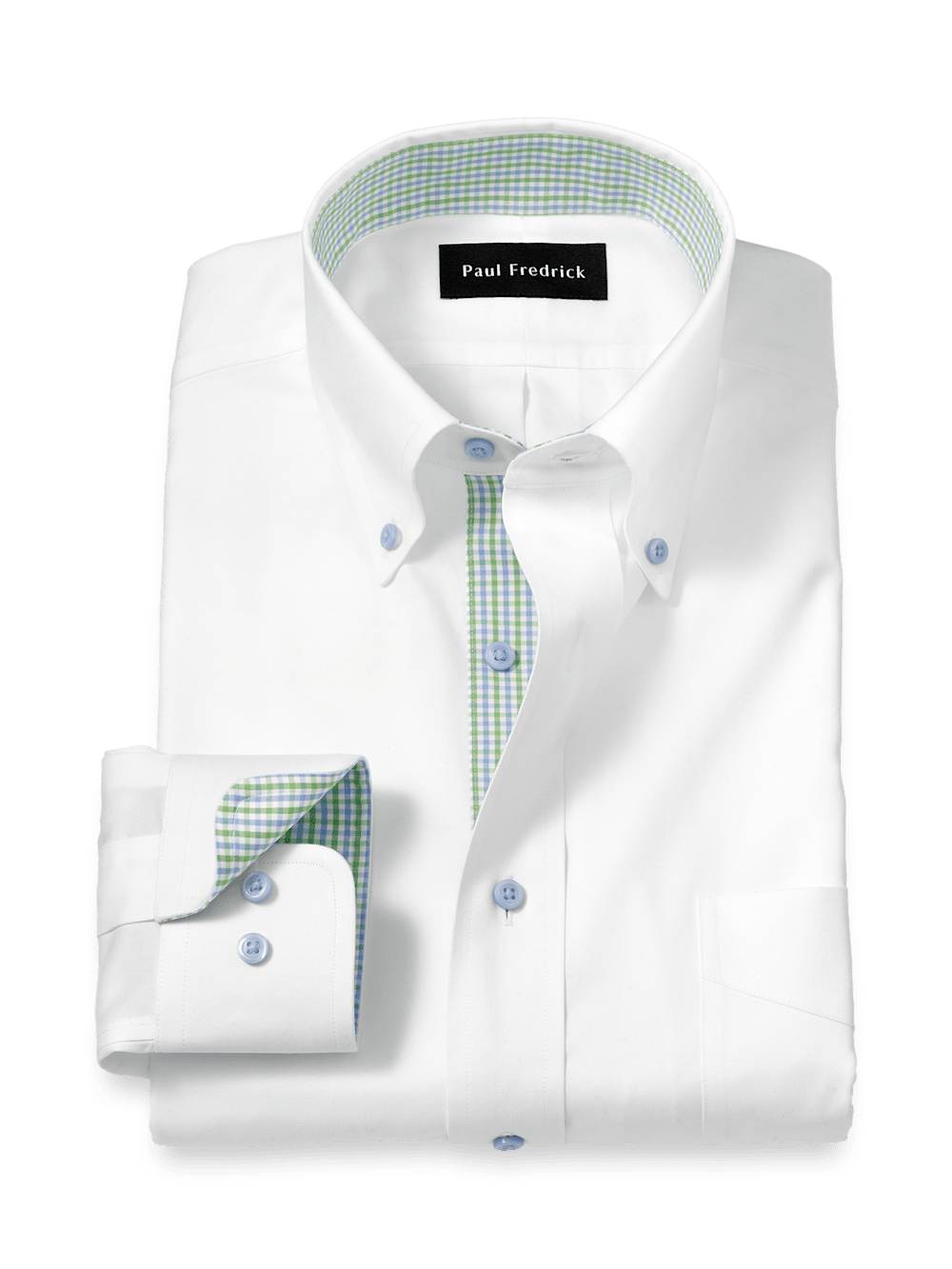 Product Image of Comfort Stretch Non-iron Solid Dress Shirt With Contrast Trim-White