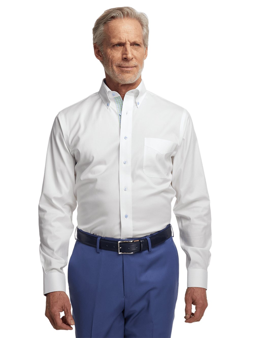 Alternate Image of Comfort Stretch Non-iron Solid Dress Shirt With Contrast Trim-1