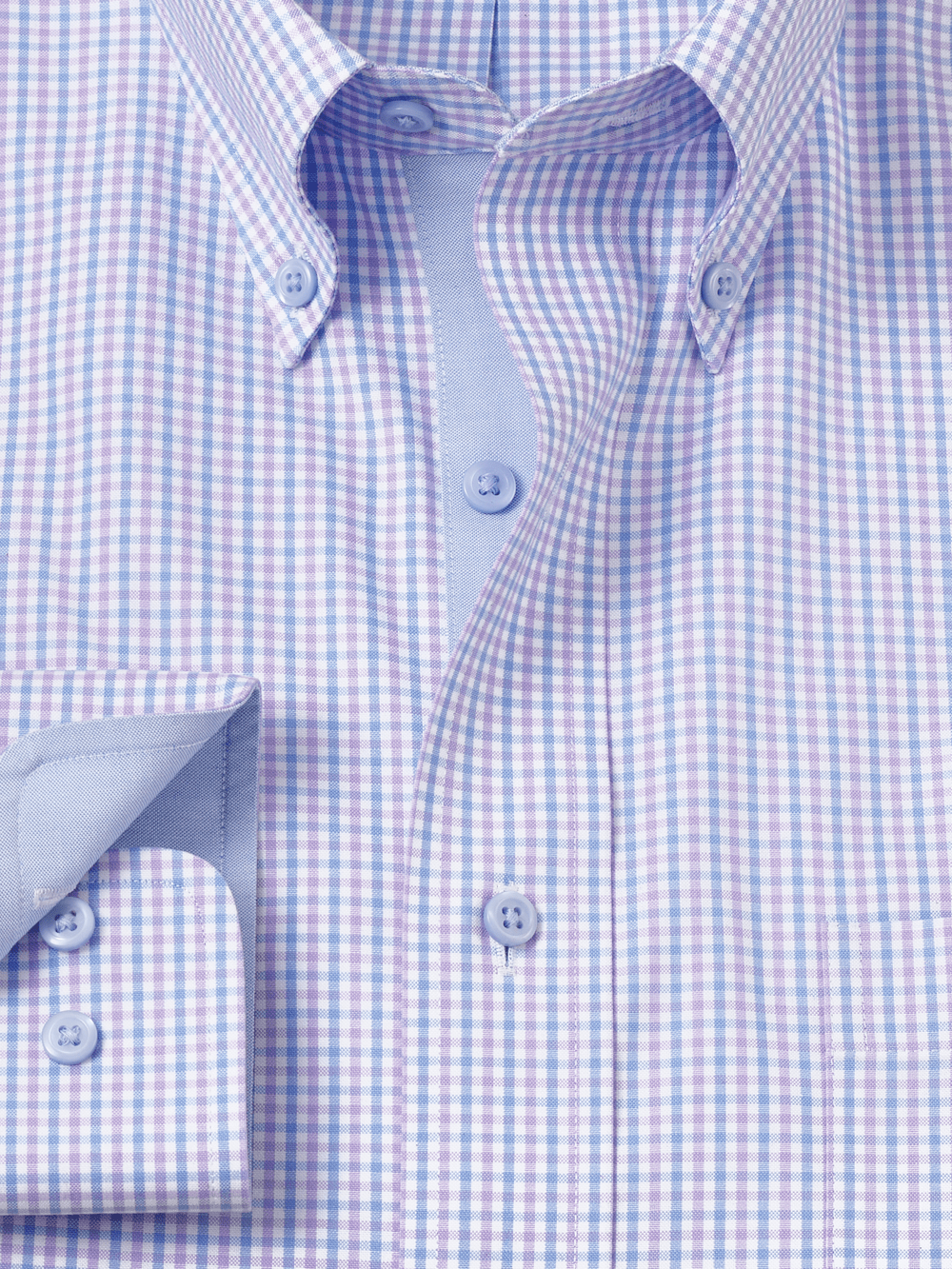 Alternate Image of Comfort Stretch Non-iron Gingham Dress Shirt With Contrast Trim-5
