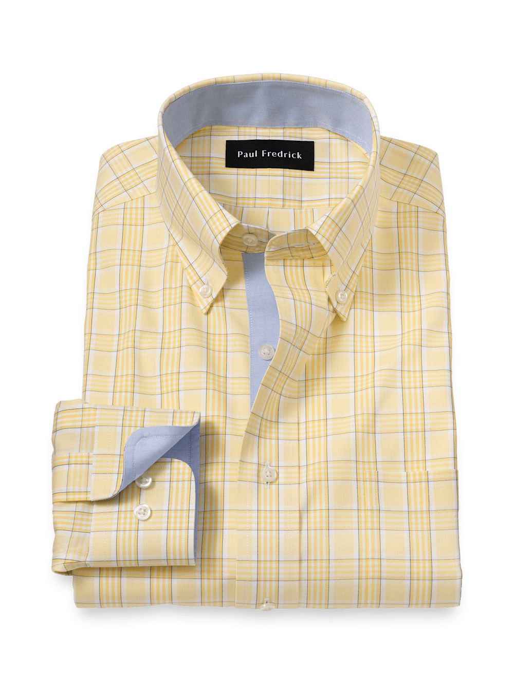 Product Image of Comfort Stretch Non-iron Check Dress Shirt With Contrast Trim-Yellow