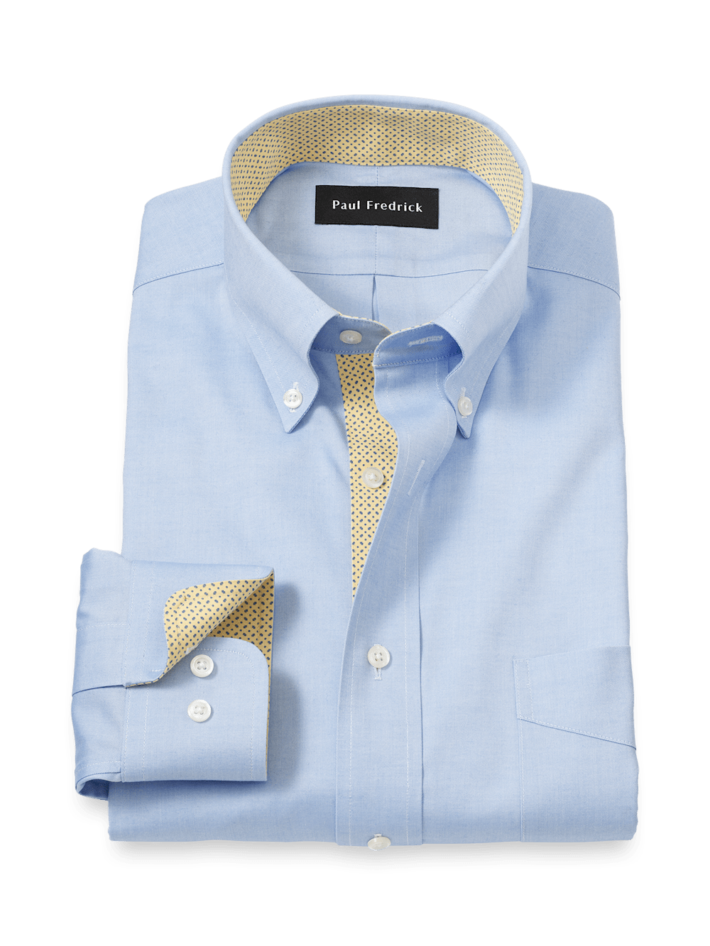 Product Image of Comfort Stretch Non-iron Solid Dress Shirt With Contrast Trim-Blue/Yellow