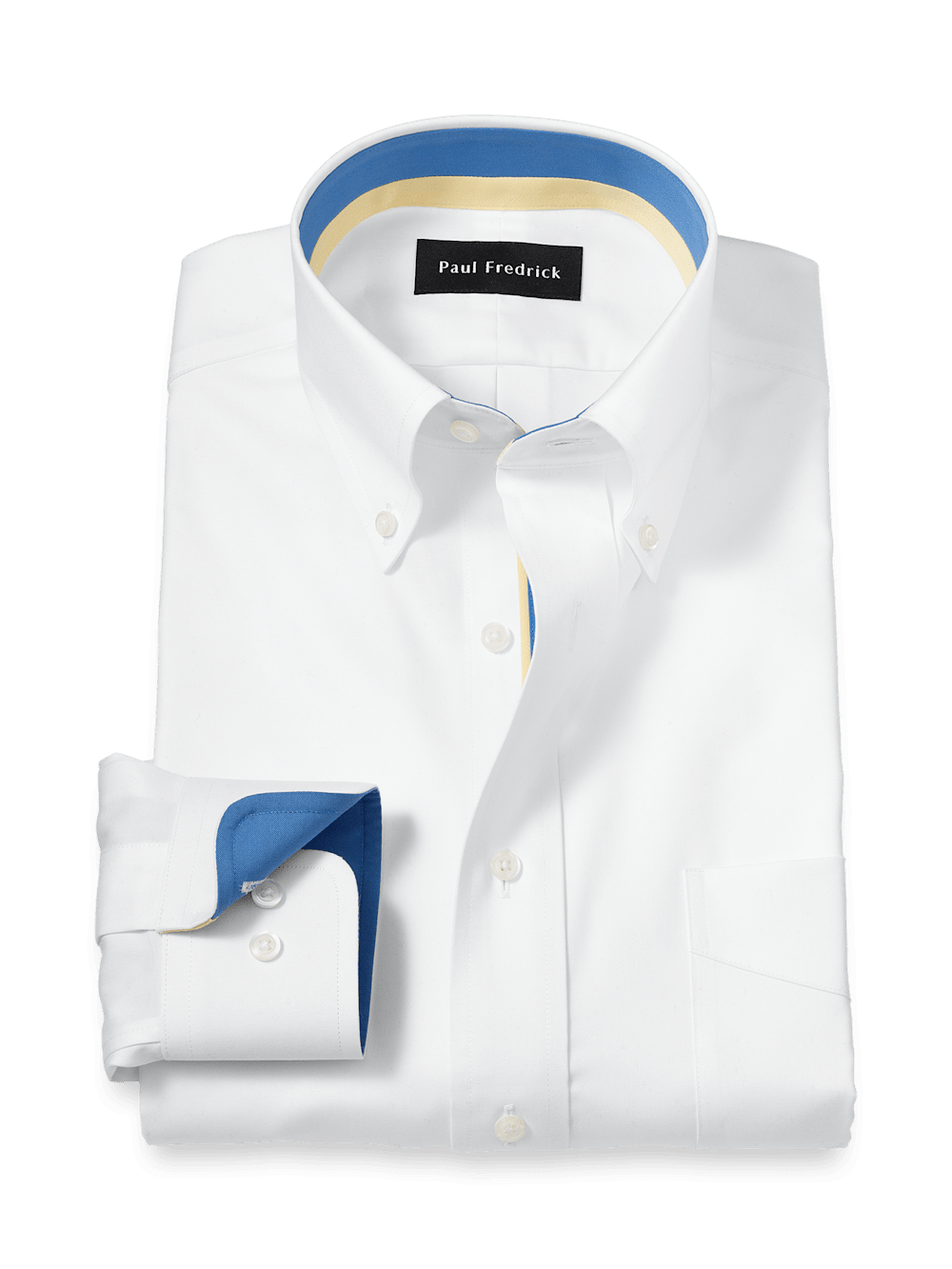 Product Image of Comfort Stretch Non-iron Solid Dress Shirt With Contrast Trim-White