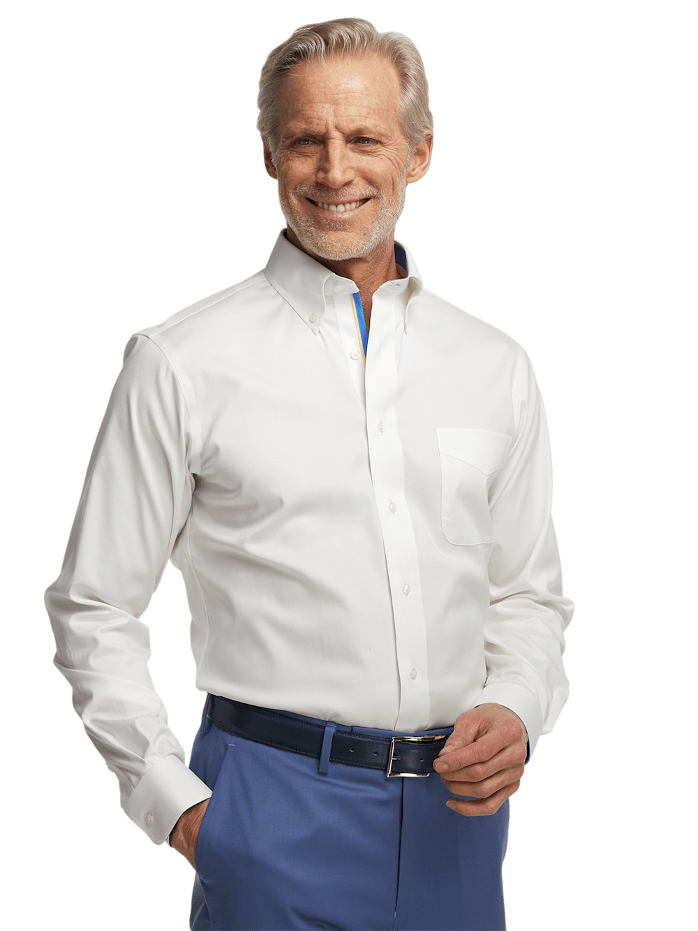 Alternate Image of Comfort Stretch Non-iron Solid Dress Shirt With Contrast Trim-1