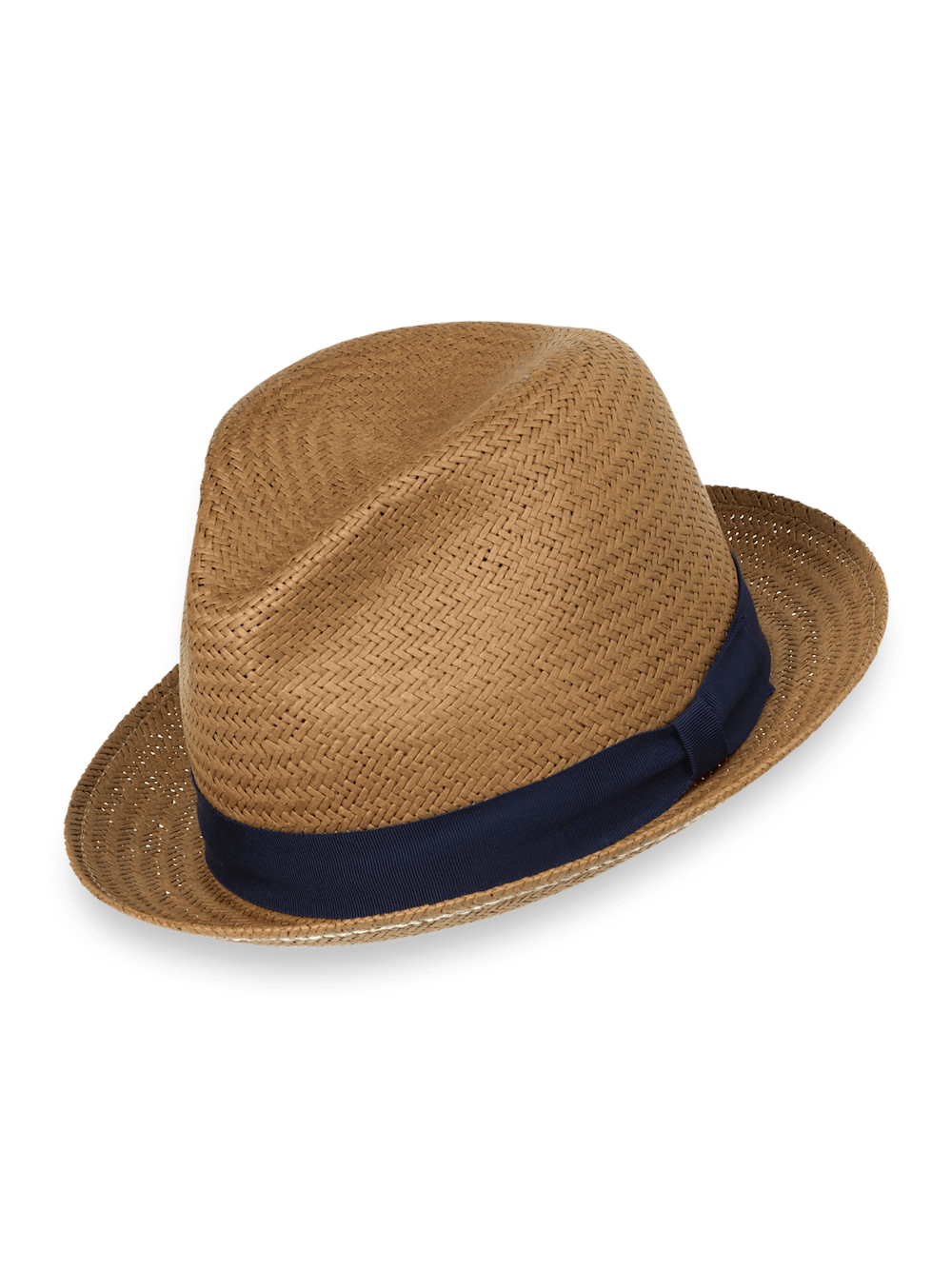 Product Image of Straw Fedora With Ribbon Band-Tan