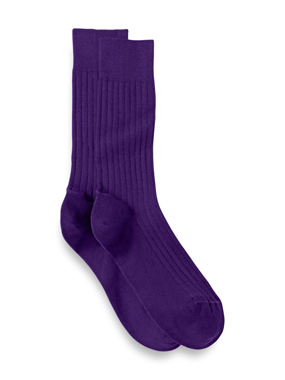 Product Image of Solid Rib With Contrast Cotton Blend Sock-Purple/Tan