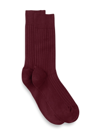 Solid Rib With Contrast Cotton Blend Sock - Wine/blue