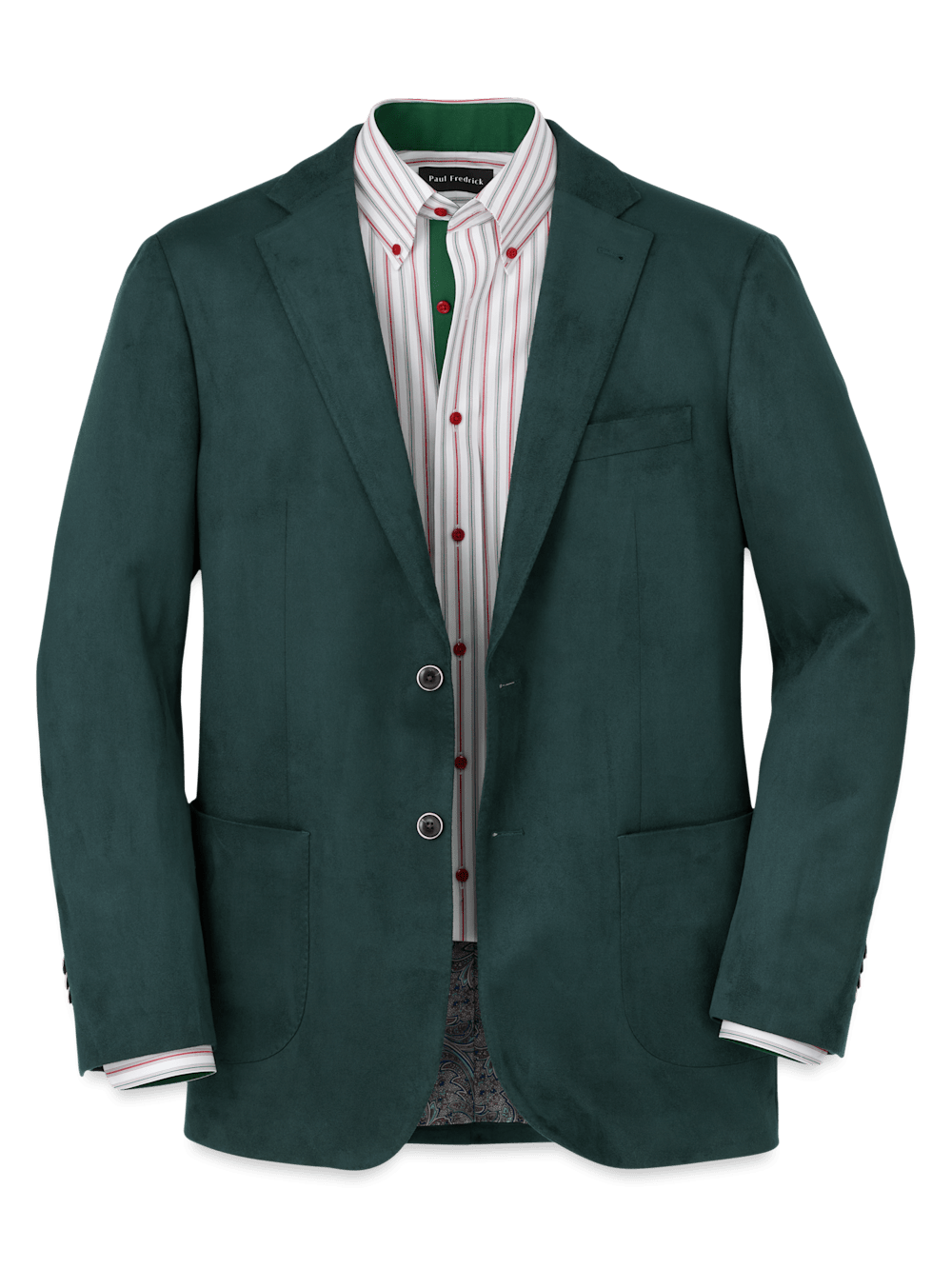 Product Image of Microsuede Single Breasted Notch Lapel Sport Coat-Dark Green