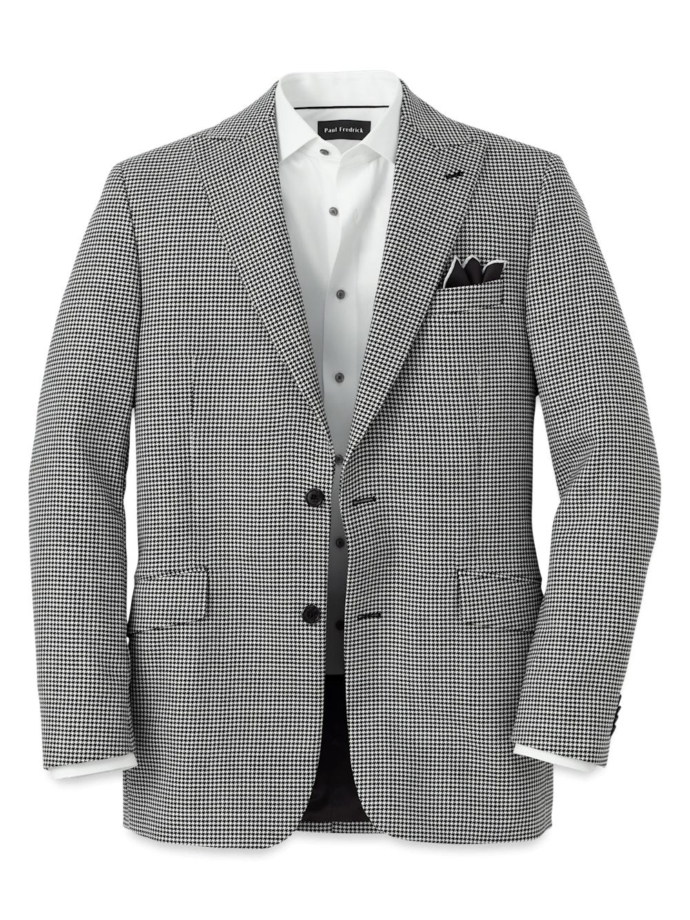 Product Image of Wool Houndstooth Single Breasted Peak Lapel Sport Coat-Black/White