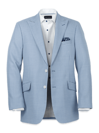Wool Houndstooth Single Breasted Peak Lapel Sport Coat - Ocean Blue