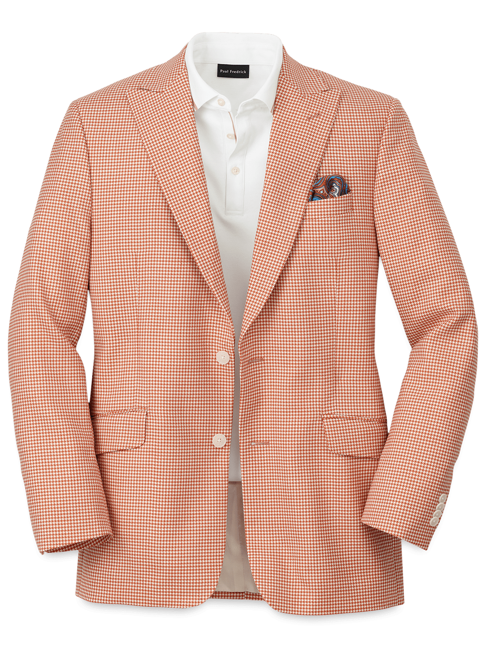 Product Image of Wool Houndstooth Single Breasted Peak Lapel Sport Coat-Melon