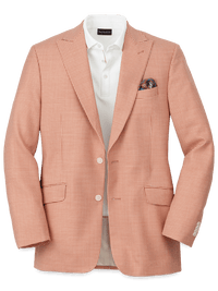 Wool Houndstooth Single Breasted Peak Lapel Sport Coat - Melon