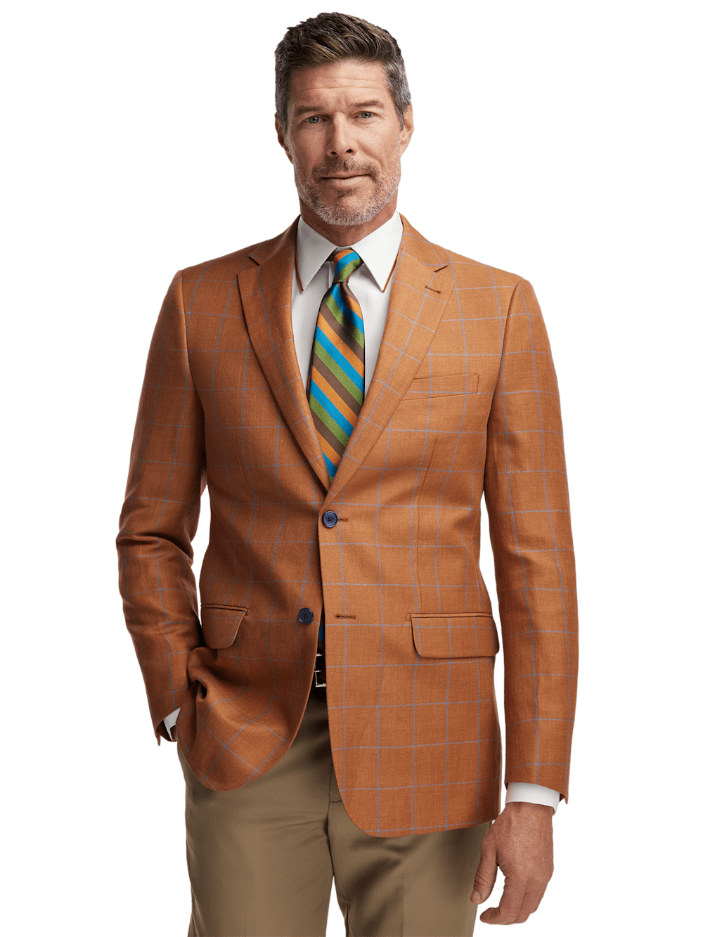 Alternate Image of Linen Blend Windowpane Single Breasted Notch Lapel Sport Coat-1