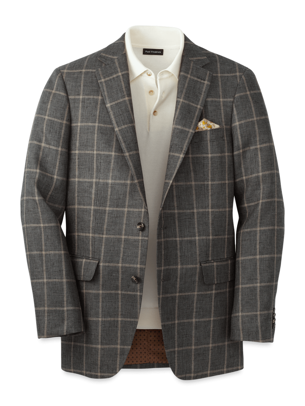 Product Image of Linen Windowpane Single Breasted Notch Lapel Sport Coat-Charcoal