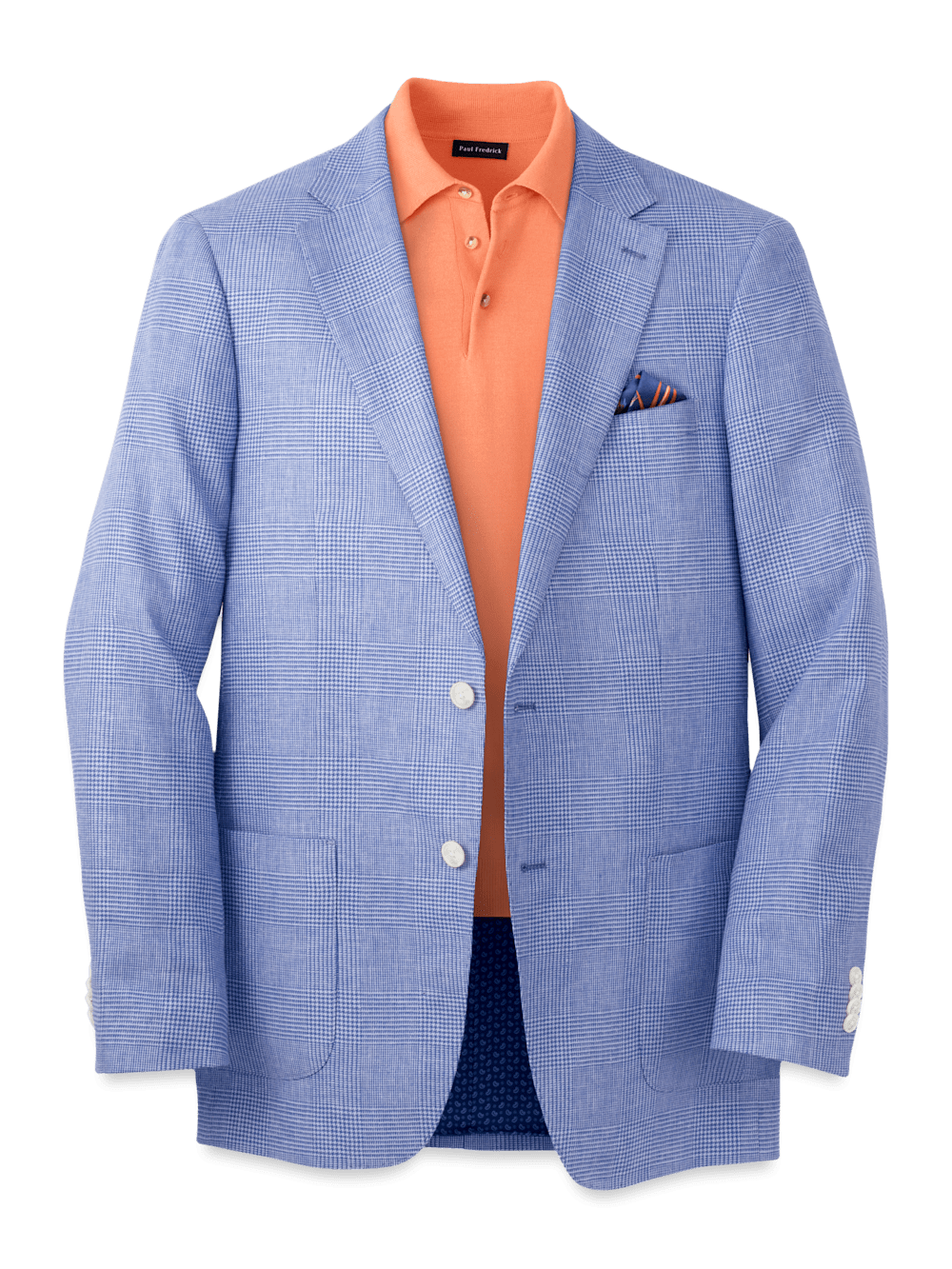 Product Image of Linen Blend Single Breasted Notch Lapel Sport Coat-Blue