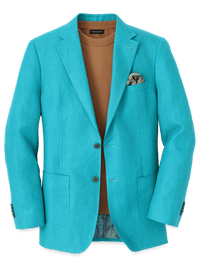 Linen Notch Lapel Sport Coat - Teal