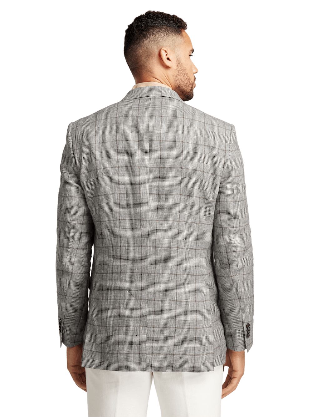 Alternate Image of Linen Blend Plaid Double Breasted Peak Lapel Sport Coat-6