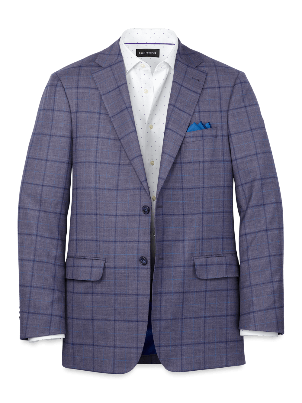 Product Image of Wool Stretch Windowpane Single Breasted Notch Lapel Sport Coat-Purple