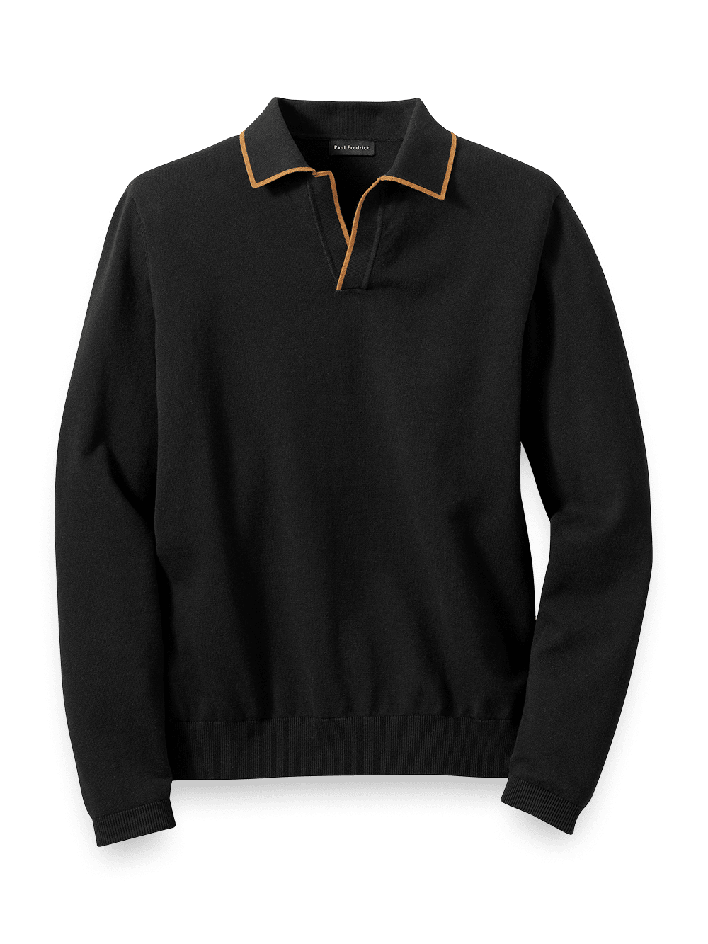 Product Image of Cotton V-neck Polo Sweater-Black