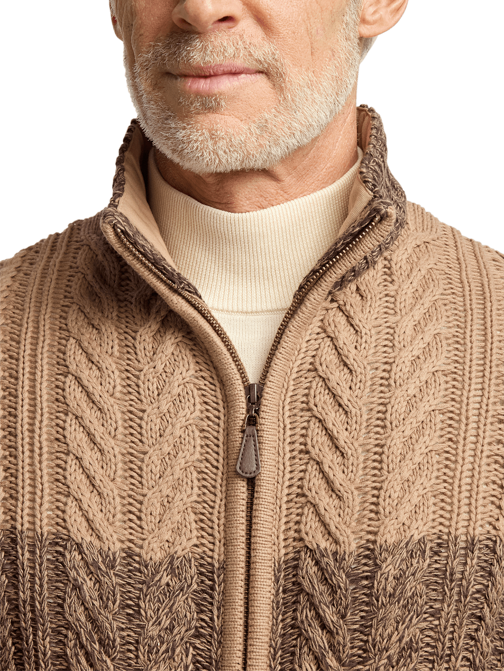 Alternate Image of Cotton Cable Full Zip Mock Neck Sweater-2