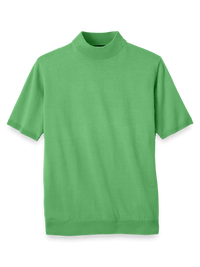 Cotton Mock Neck Sweater - Light Green