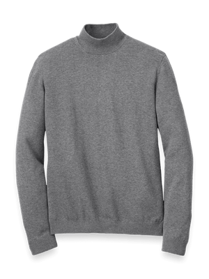 Supima Cotton Mock Neck Sweater - Medium Grey