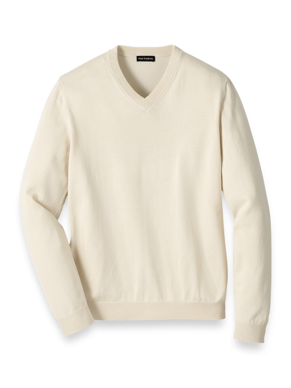 Product Image of Supima Cotton V-neck Sweater-Ivory