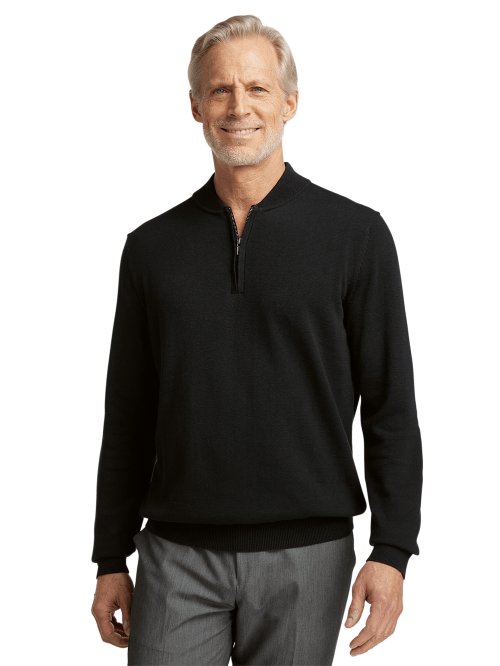 Alternate Image of Cotton Quarter Zip Mock Neck Sweater-1
