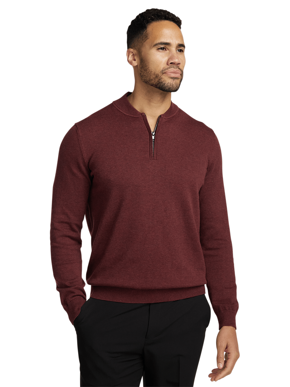 Alternate Image of Cotton Quarter Zip Mock Neck Sweater-1