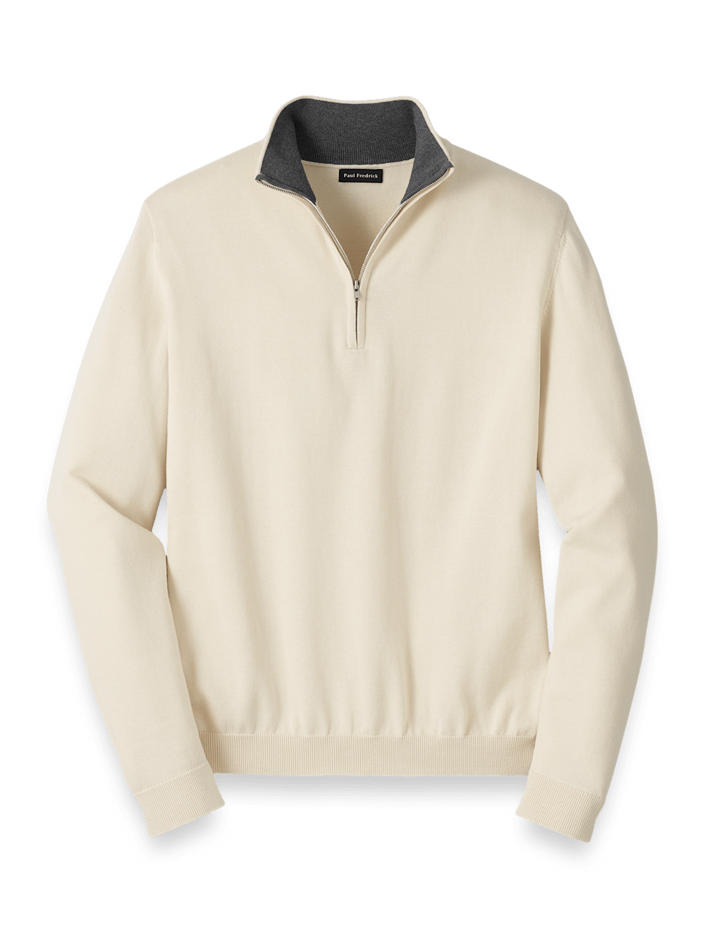 Product Image of Supima Cotton Quarter Zip Mock Neck Sweater-Ivory